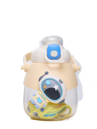 Generic Portable Cute Cartoon Kid Water Bottle, Flip Top Straw Water Cup With Strap